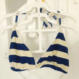 White and Blue striped Swimsuit top